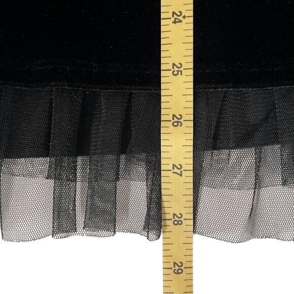 Midi Black Velvet Skirt with Tulle Ruffle: Plus 2X - Holiday - Sexy - Flirty - Picture 5 of 6